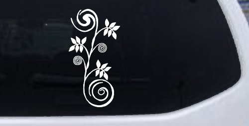 Narrow Swirl Vine Swirls Car or Truck Window Decal Sticker (White)