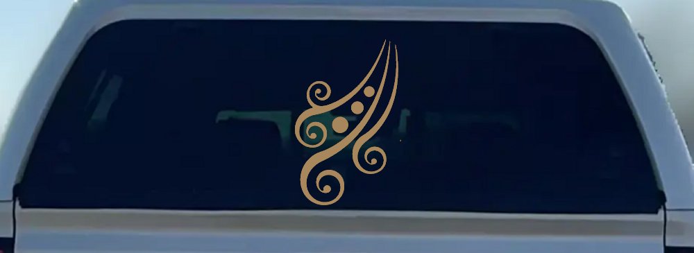 Thick Swirl With Dots Car or Truck Window Decal Sticker (Light Brown)