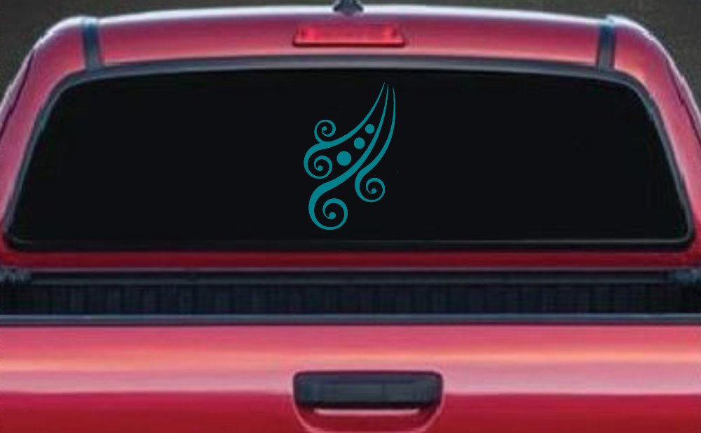 Thick Swirl With Dots Car or Truck Window Decal Sticker (Turquoise Blue)