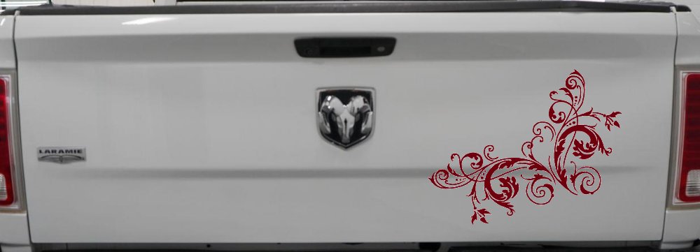 Floral Vine Corner Swirl Swirls Car or Truck Window Decal Sticker (Burgundy)