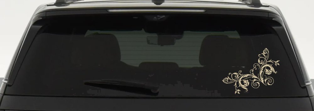 Floral Vine Corner Swirl Swirls Car or Truck Window Decal Sticker (Desert Sand)