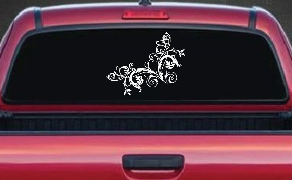 Floral Vine Corner Swirl Swirls Car or Truck Window Decal Sticker