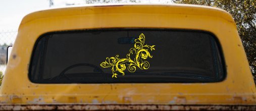 Floral Vine Corner Swirl Swirls Car or Truck Window Decal Sticker (Yellow)