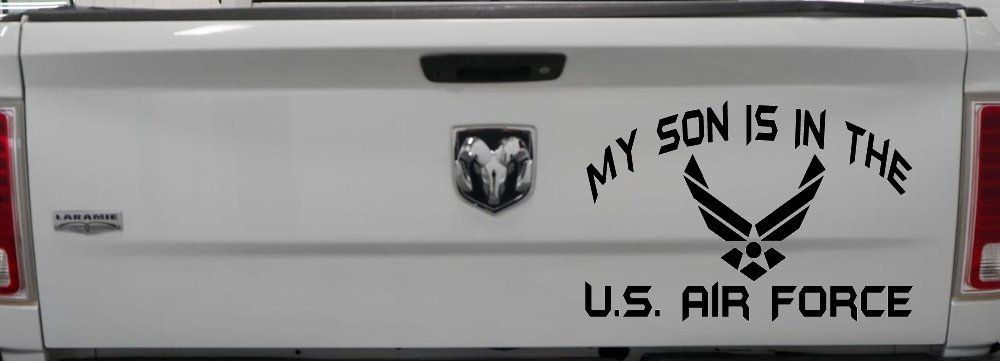 My Son Is In The U.S. Air Force Military Car or Truck Window Decal Sticker (Black)