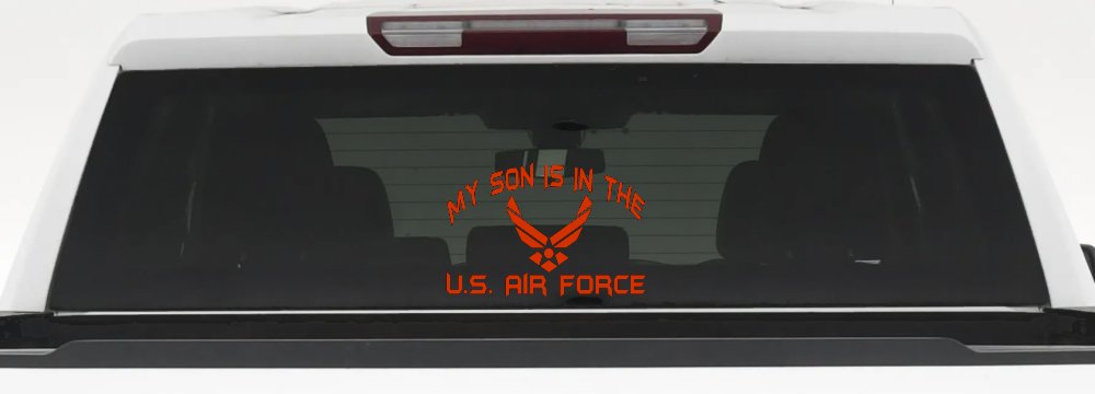 Proud Air Force Son Decal US Military Car Truck Window Sticker (Orange Red)