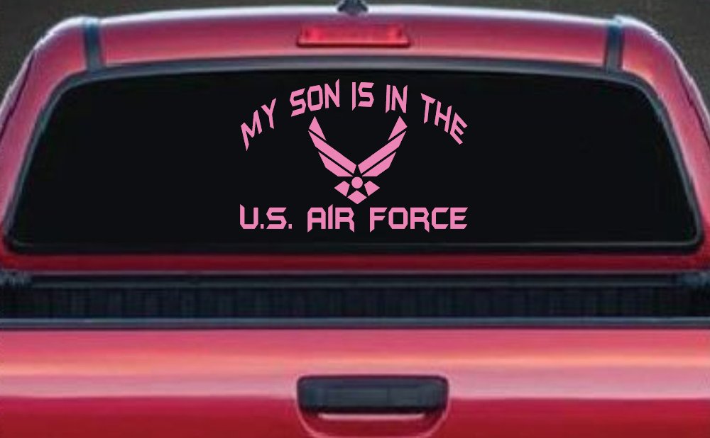 My Son Is In The U.S. Air Force Military Car or Truck Window Decal Sticker (Pink)