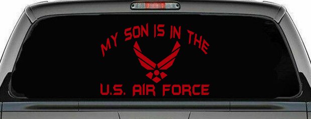 Proud Air Force Son Decal US Military Car Truck Window Sticker (Red)