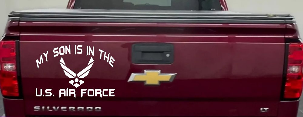 My Son Is In The U.S. Air Force Military Car or Truck Window Decal Sticker (White)