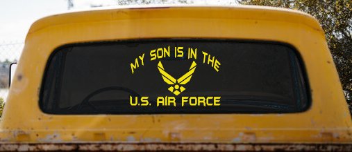 My Son Is In The U.S. Air Force Military Car or Truck Window Decal Sticker (Yellow)