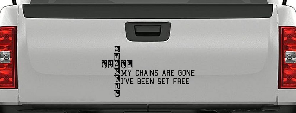 My Chains Are Gone I've Been Set Free Christian Car or Truck Window Decal Sticker (Black)