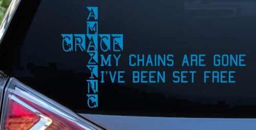 Christian Car Decal My Chains Are Gone Set Free Vinyl Sticker (Blue)