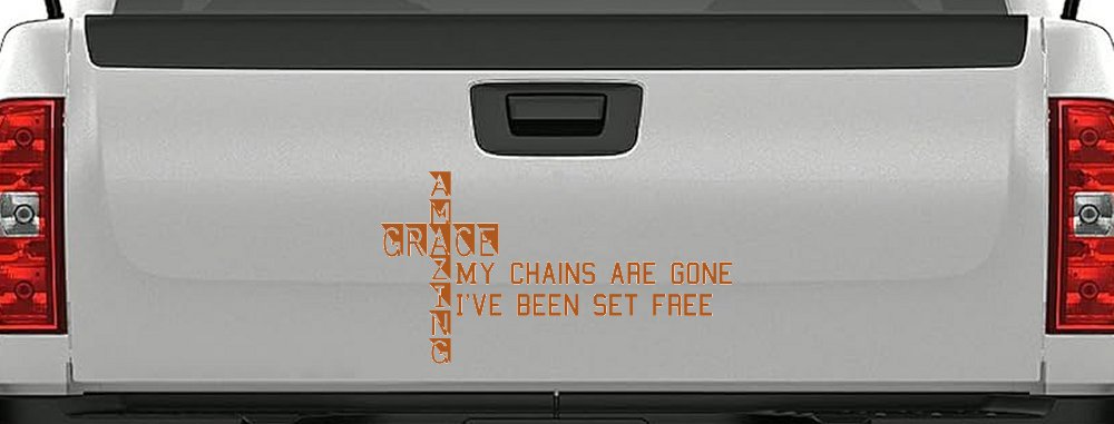 My Chains Are Gone I've Been Set Free Christian Car or Truck Window Decal Sticker (Nut Brown)