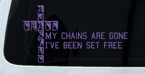 My Chains Are Gone I've Been Set Free Christian Car or Truck Window Decal Sticker (Purple)