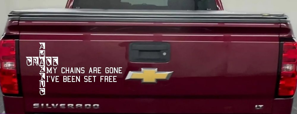 My Chains Are Gone I've Been Set Free Christian Car or Truck Window Decal Sticker (White)