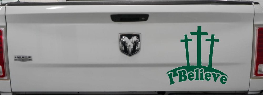 3 Crosses I Believe Christian Car or Truck Window Decal Sticker