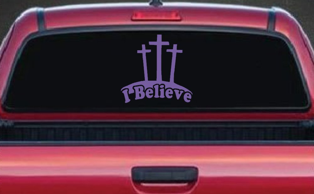 3 Crosses I Believe Christian Car or Truck Window Decal Sticker
