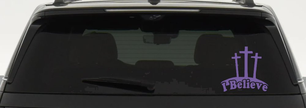 3 Crosses I Believe Christian Car or Truck Window Decal Sticker