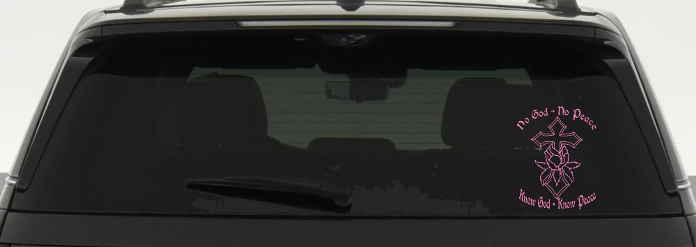 No God No Peace Know God Know Peace Christian Car or Truck Window Decal Sticker (Pink)