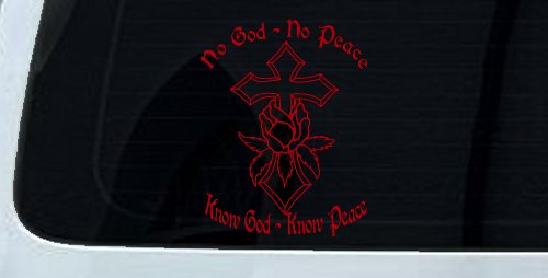 No God No Peace Know God Know Peace Christian Car or Truck Window Decal Sticker (Red)