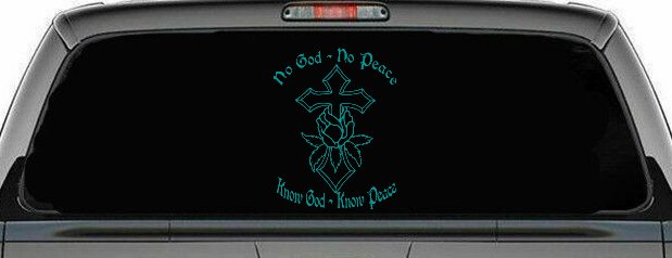 No God No Peace Know God Know Peace Christian Car or Truck Window Decal Sticker (Turquoise)
