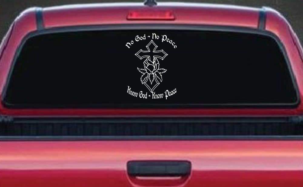 No God No Peace Know God Know Peace Christian Car or Truck Window Decal Sticker (White)