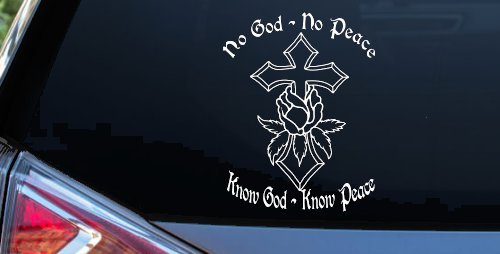 No God No Peace Know God Know Peace Christian Car or Truck Window Decal Sticker (White)