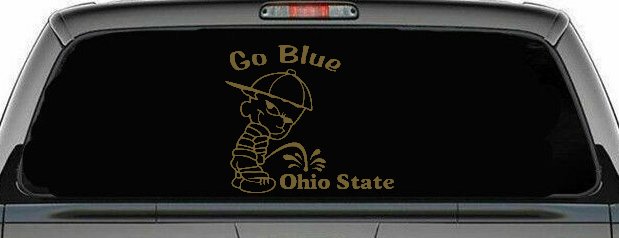 Go Blue Pee On Ohio State Car or Truck Window Decal Sticker (Gold)