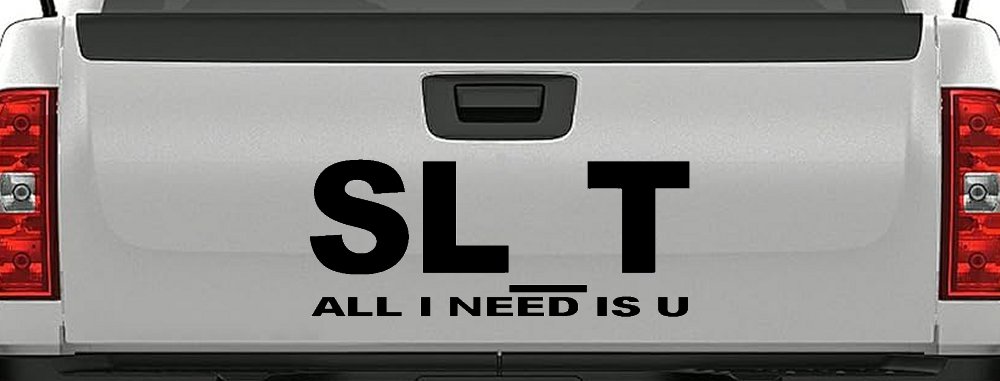 SL_T All I Need Is U Funny Slut Car or Truck Window Decal Sticker (Black)