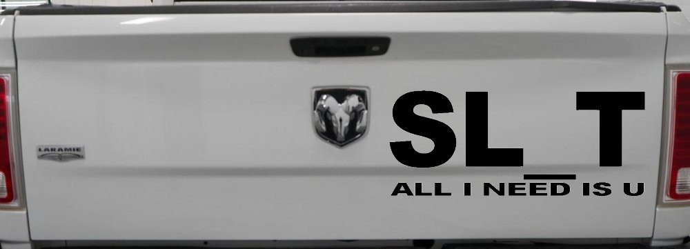 SL_T All I Need Is U Funny Slut Car or Truck Window Decal Sticker (Black)