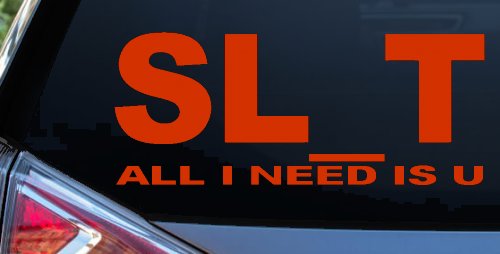 SL_T All I Need Is U Funny Slut Car or Truck Window Decal Sticker (Orange Red)