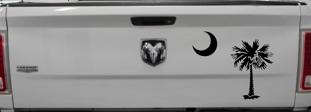 Palmetto Moon and Palm Tree Car or Truck Window Decal Sticker (Black)