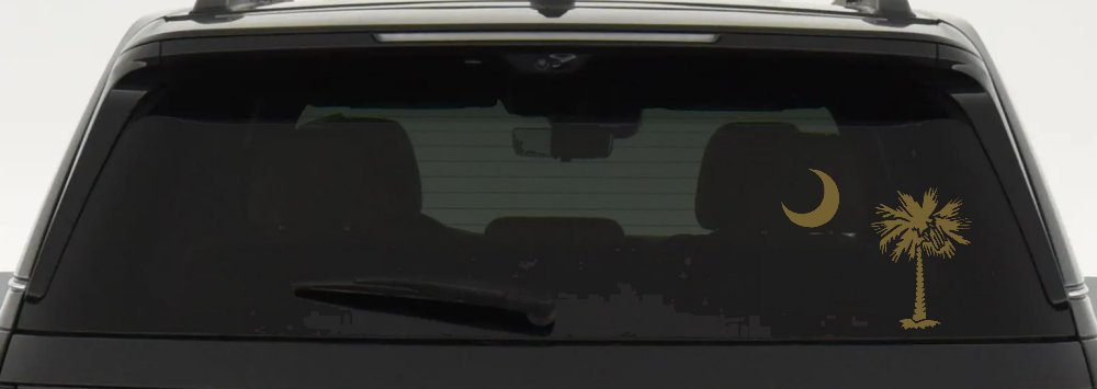 Palmetto Moon and Palm Tree Car or Truck Window Decal Sticker (Gold)