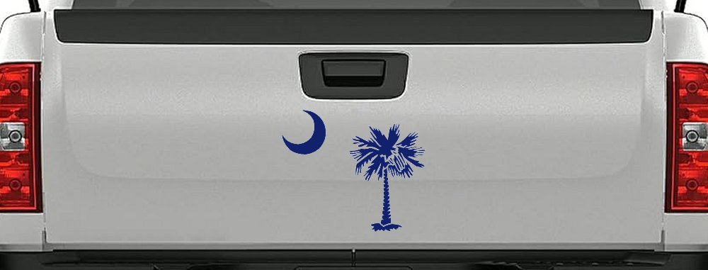 Palmetto Moon and Palm Tree Car or Truck Window Decal Sticker (Navy)