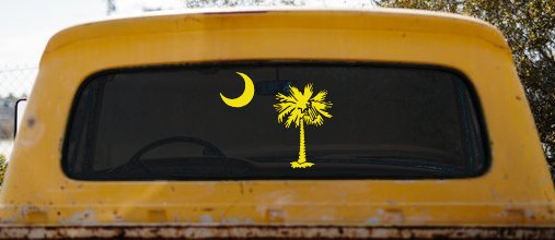 Palmetto Moon and Palm Tree Car or Truck Window Decal Sticker