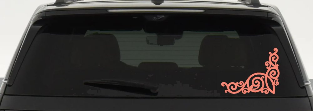 Inside Corner Swirl Car or Truck Window Decal Sticker (Coral)