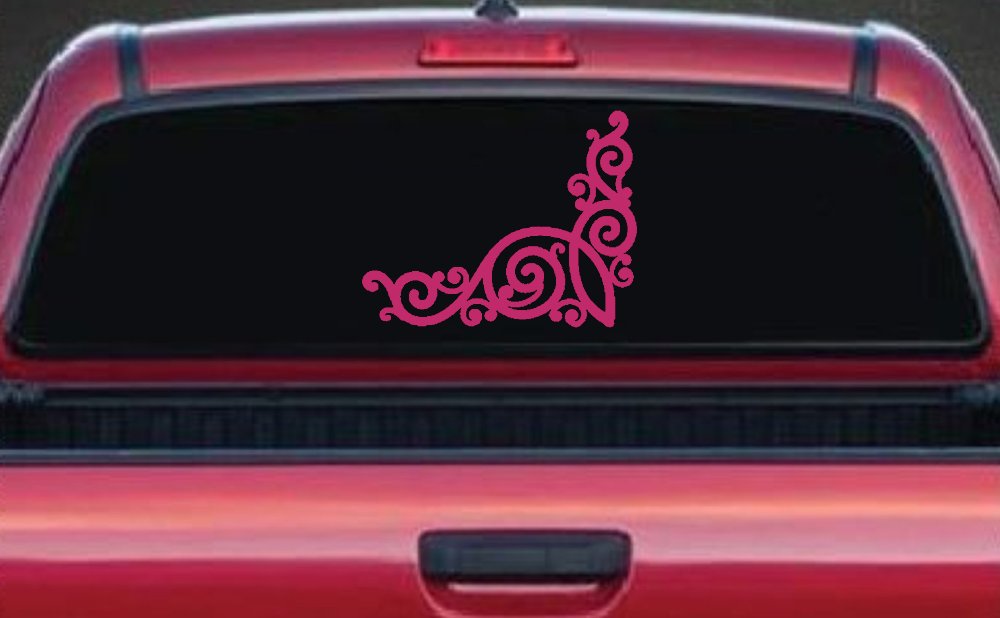 Inside Corner Swirl Car or Truck Window Decal Sticker (Hot Pink)