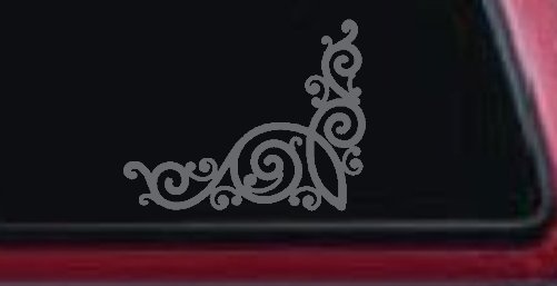 Inside Corner Swirl Car or Truck Window Decal Sticker (Silver)