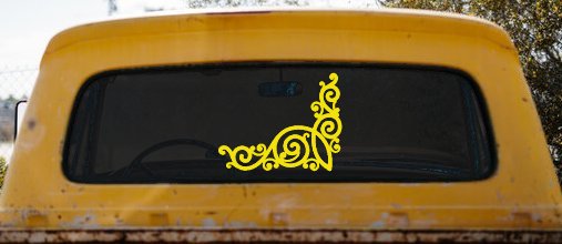 Swirl Inside Corner Car Truck Window Decal Sticker Vinyl (Yellow)