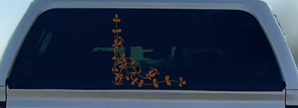 Floral Vine Inside Corner Swirl Car or Truck Window Decal Sticker (Copper)