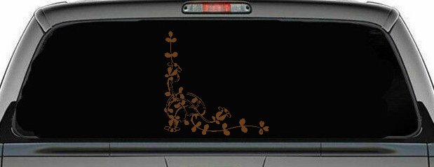 Floral Vine Inside Corner Swirl Car or Truck Window Decal Sticker (Copper)