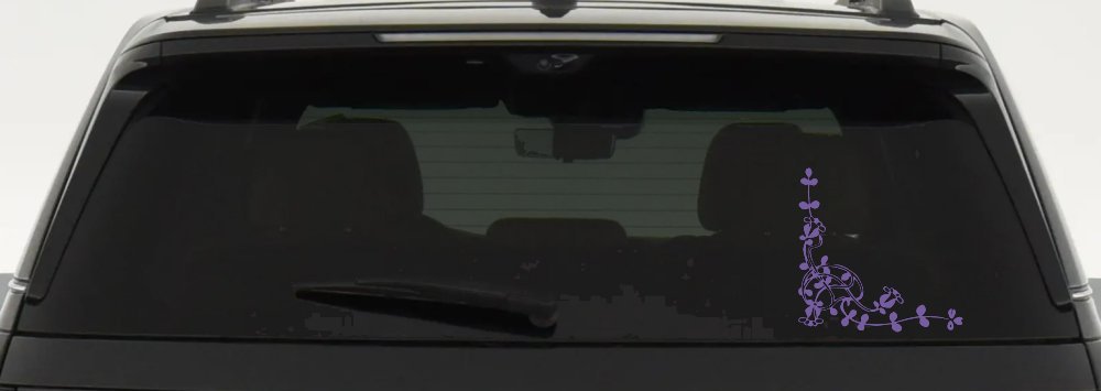 Floral Vine Inside Corner Swirl Car or Truck Window Decal Sticker (Purple)