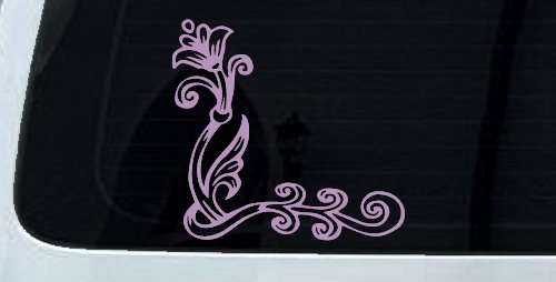 Flower Vine Swirl Decal for Car Truck Window - Vinyl Sticker Art (Lilac)