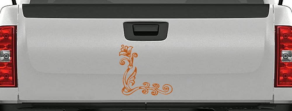 Flower Vine Corner Swirl Car or Truck Window Decal Sticker (Nut Brown)