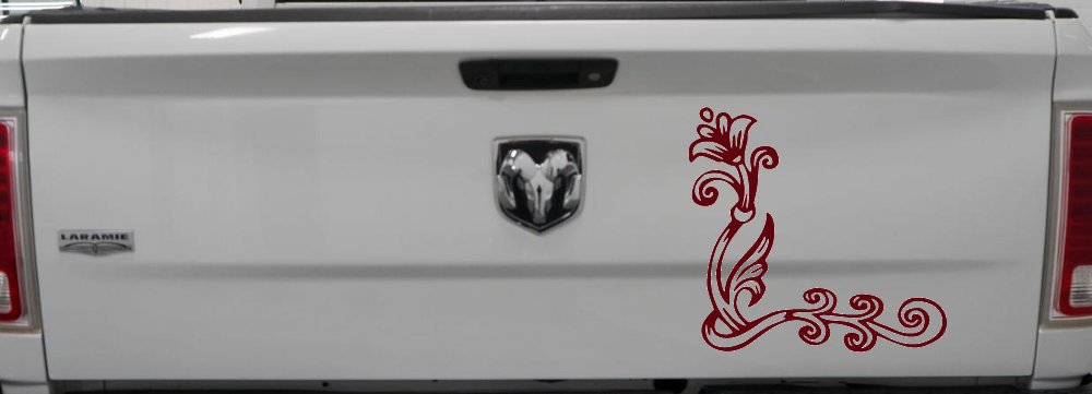 Flower Vine Corner Swirl Car or Truck Window Decal Sticker (Purple Red)