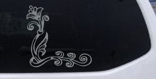 Flower Vine Corner Swirl Car or Truck Window Decal Sticker (Telegrey)