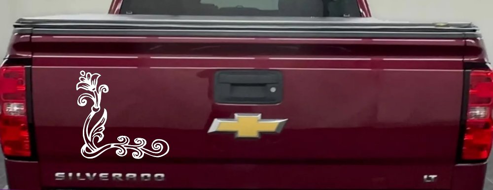 Flower Vine Corner Swirl Car or Truck Window Decal Sticker (White)