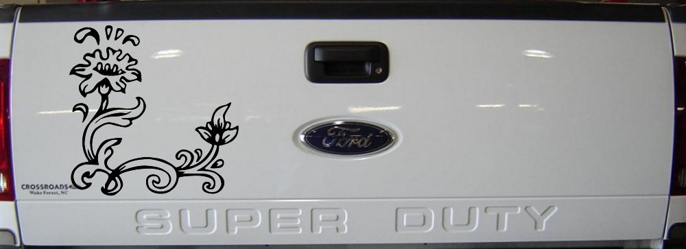 Flower Vine Corner Swirl Decal for Car Truck Windows Floral Sticker (Black)