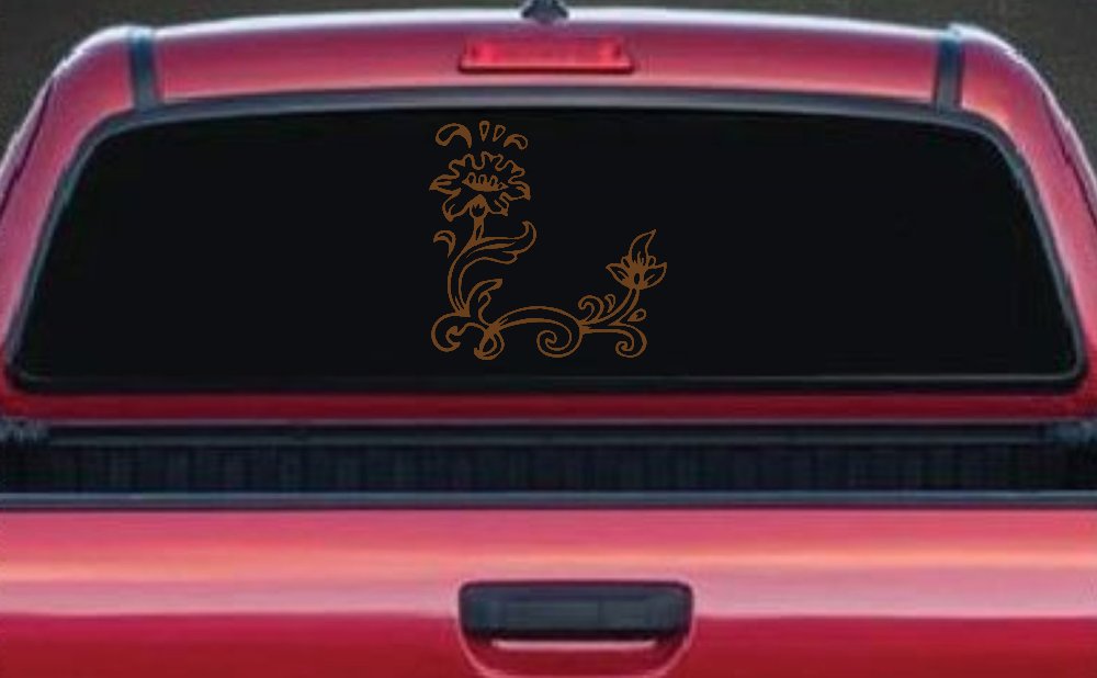 Flower Vine Corner Swirl Car or Truck Window Decal Sticker (Copper)