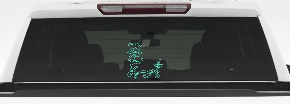 Flower Vine Corner Swirl Car or Truck Window Decal Sticker (Mint)