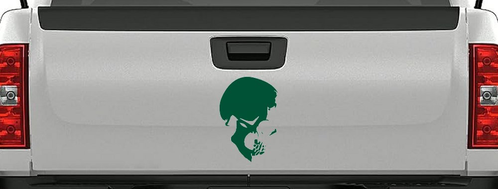 Skull Side View Car or Truck Window Decal Sticker (Dark Green)